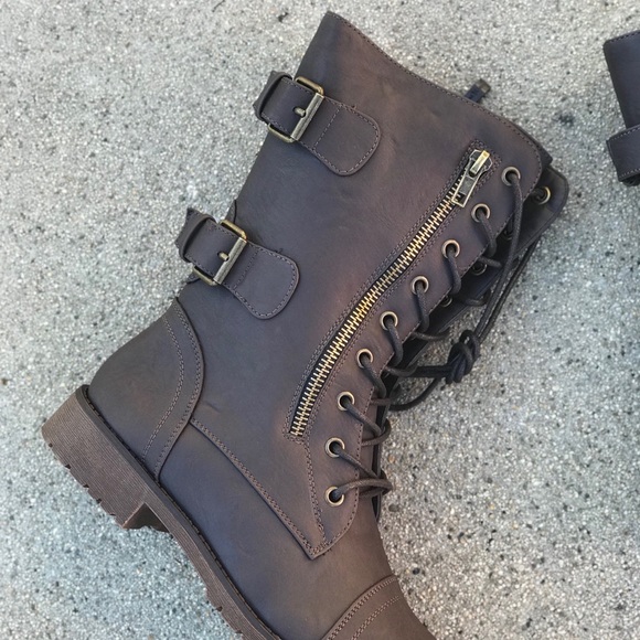 1 left! Nature Breeze Brown Military Combat Boot - Picture 5 of 7